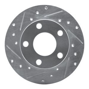 Audi A4 Quattro Brake Rotor (1) - Rear Left - R1 Concepts - Drilled and Slotted - Silver - `96-`05
